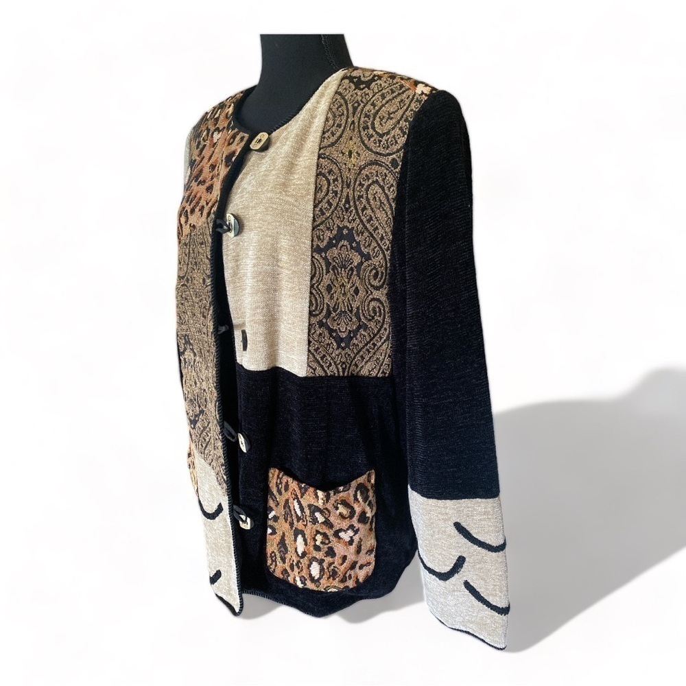 Indigo Moon Patchwork Animal Print Embroidered Ja… - image 2